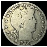 1909-O Silver Barber Half Dollar NEARLY UNCIRCULAT