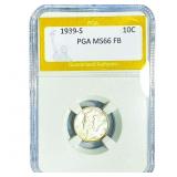1939-S Mercury Silver Dime PGA MS66 FB