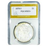 1878-S Morgan Silver Dollar PGA MS63+