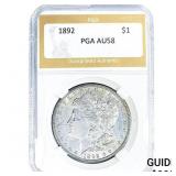 1892 Morgan Silver Dollar PGA AU58