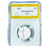 1917 Standing Liberty Quarter PGA MS64 FH Type 1