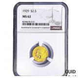 1929 $2.50 Gold Quarter Eagle NGC MS62