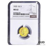 1929 $2.50 Gold Quarter Eagle NGC MS62