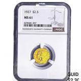 1927 $2.50 Gold Quarter Eagle NGC MS61