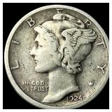 1924-S Silver Mercury Dime LIGHTLY CIRCULATED