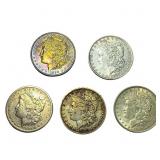 [5 Coins] 1879-1890 Morgan Silver Dollar