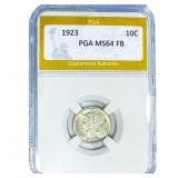 1923 Mercury Silver Dime PGA MS64 FB