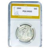 1943 Walking Liberty Half Dollar PGA MS65