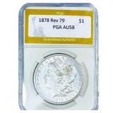 1878 Rev 79 Morgan Silver Dollar PGA AU58
