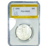 1945 Walking Liberty Half Dollar PGA MS65