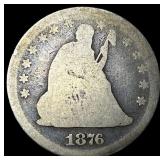 1876-CC Silver Seated Liberty Quarter NICELY CIRCU