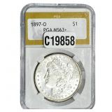 1897-O Morgan Silver Dollar PGA MS63+