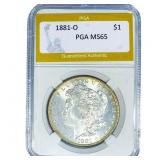 1881-O Morgan Silver Dollar PGA MS65