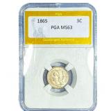 1865 Nickel Three Cent PGA MS63