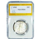 1934 Walking Liberty Half Dollar PGA MS66
