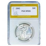 1942 Walking Liberty Half Dollar PGA MS66