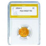 1954-S Wheat Cent PGA MS67 RD