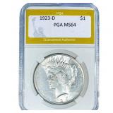 1923-D Silver Peace Dollar PGA MS64