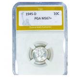 1945-D Mercury Silver Dime PGA MS67+