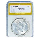 1928-S Silver Peace Dollar PGA MS64