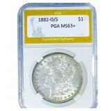 1882-O/S Morgan Silver Dollar PGA MS63+