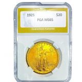 1925 $20 Gold Double Eagle NTC MS65
