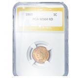 1869 Indian Head Cent PGA MS64 RD