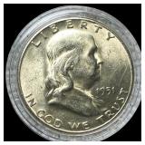 1951-S Silver Half Dollar Franklin SUPERB GEM BU