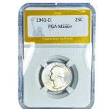 1941-D Washington Silver Quarter PGA MS66+