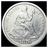 1876-CC Silver Seated Liberty Dime LIGHTLY CIRCULA