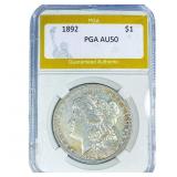 1892 Morgan Silver Dollar PGA AU50
