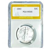 1943 Walking Liberty Half Dollar PGA MS66