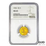 1926 $2.50 Gold Quarter Eagle NGC MS65