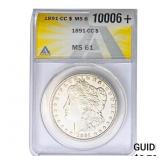 1891-CC Morgan Silver Dollar ANACS MS61