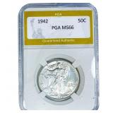 1942 Walking Liberty Half Dollar PGA MS66