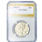 1942-D Walking Liberty Half Dollar PGA MS64