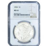 1904 Morgan Silver Dollar NGC MS61