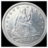 1853 Arrows/Rays Seated Liberty Silver  Quarter C