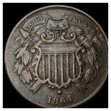 1864 Small Motto Two Cent Piece LIGHT CIRC