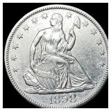 1858 Silver Seated Liberty Half Dollar  CLOSELY U