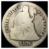 1876-CC Silver Seated Liberty Dime NICELY CIRCULAT