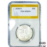 1938-D Walking Liberty Half Dollar PGA MS64+