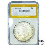 1891-S Morgan Silver Dollar PGA MS63 PL