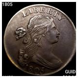 1805 Draped Bust Large Cent CHOICE AU