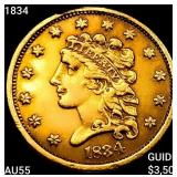 1834 $2.50 Gold Quarter Eagle HIGH GRADE