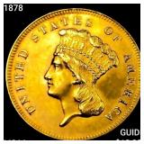 1878 $3 Gold Piece CHOICE BU