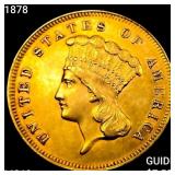 1878 $3 Gold Piece CHOICE BU