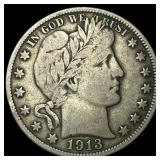1913-D Silver Barber Half Dollar NEARLY UNCIRCULAT