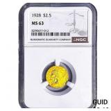 1928 $2.50 Gold Quarter Eagle NGC MS63