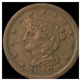1849 Braided Hair Half Cent CLOSELY UNCIRCULATED